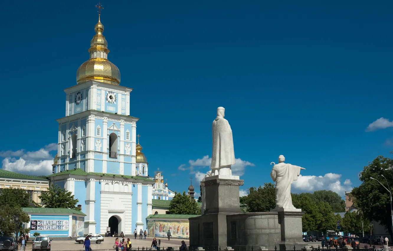 Photo wallpaper summer, the sky, people, area, monument, Cathedral, Ukraine, Kiev