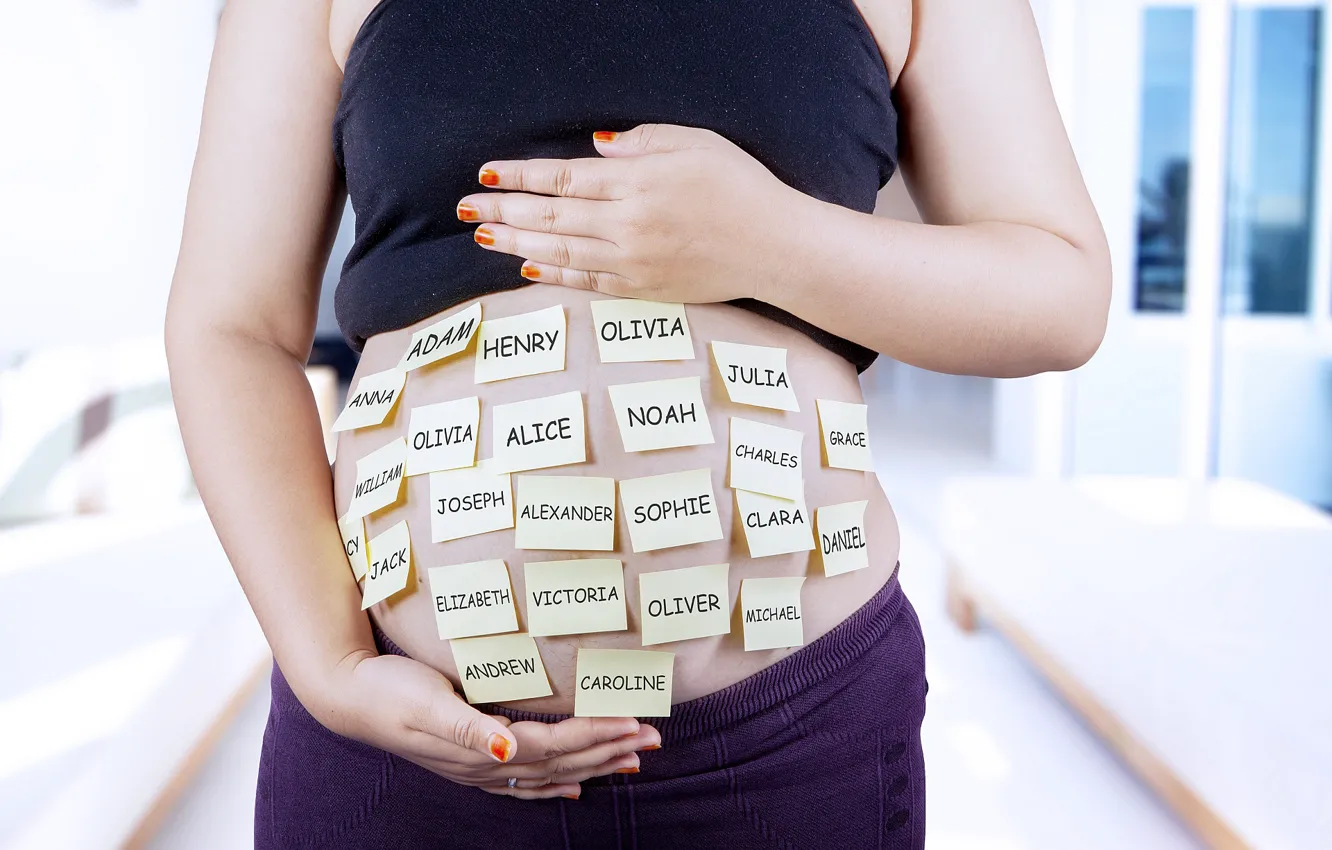 Photo wallpaper woman, name, daughter, son, pregnant