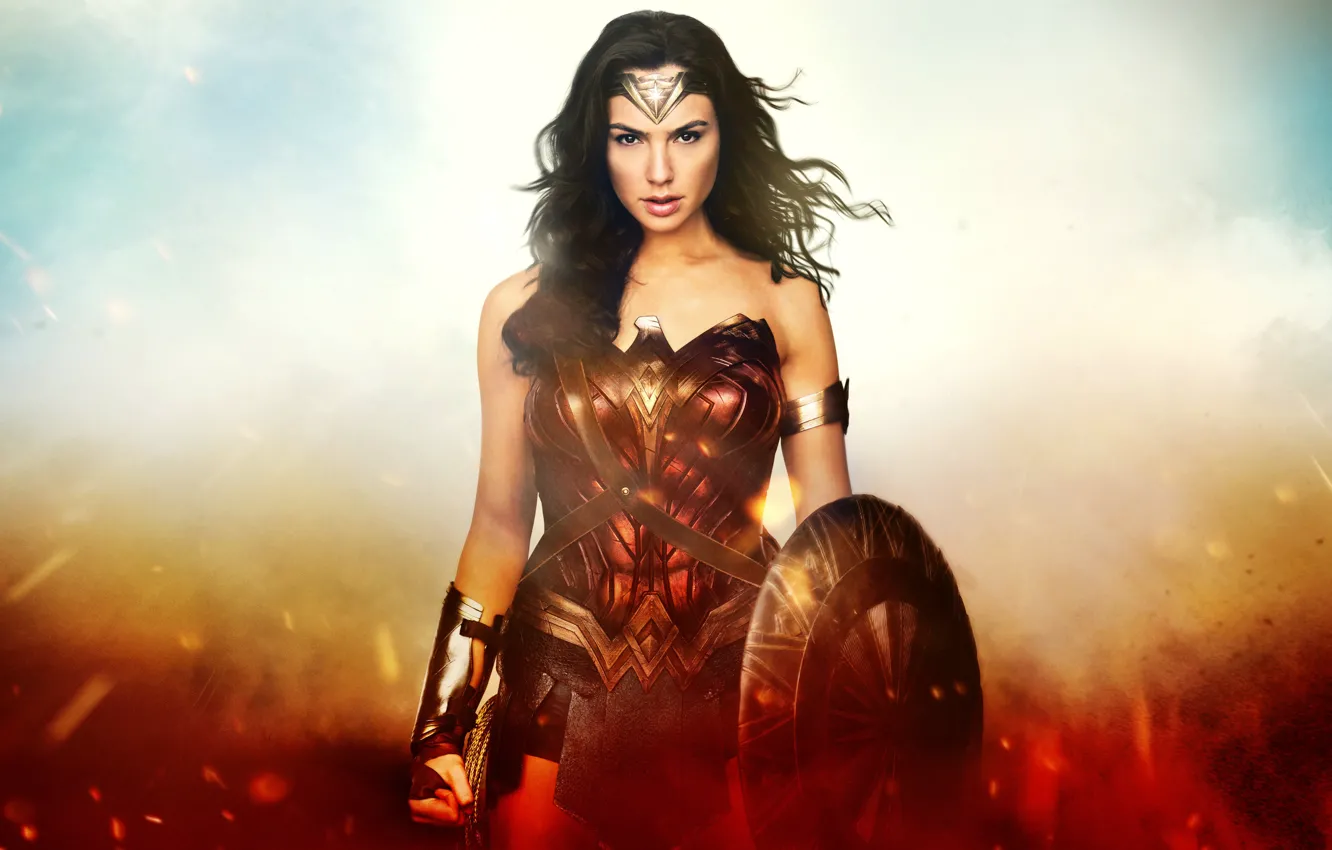 Photo wallpaper look, girl, background, armor, shield, Wonder Woman 1984, Wonder woman: 1984