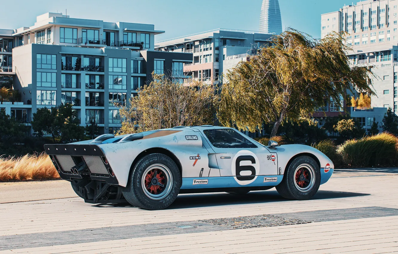 Photo wallpaper trees, transport, building, car, 1966 Ford GT40 MkII