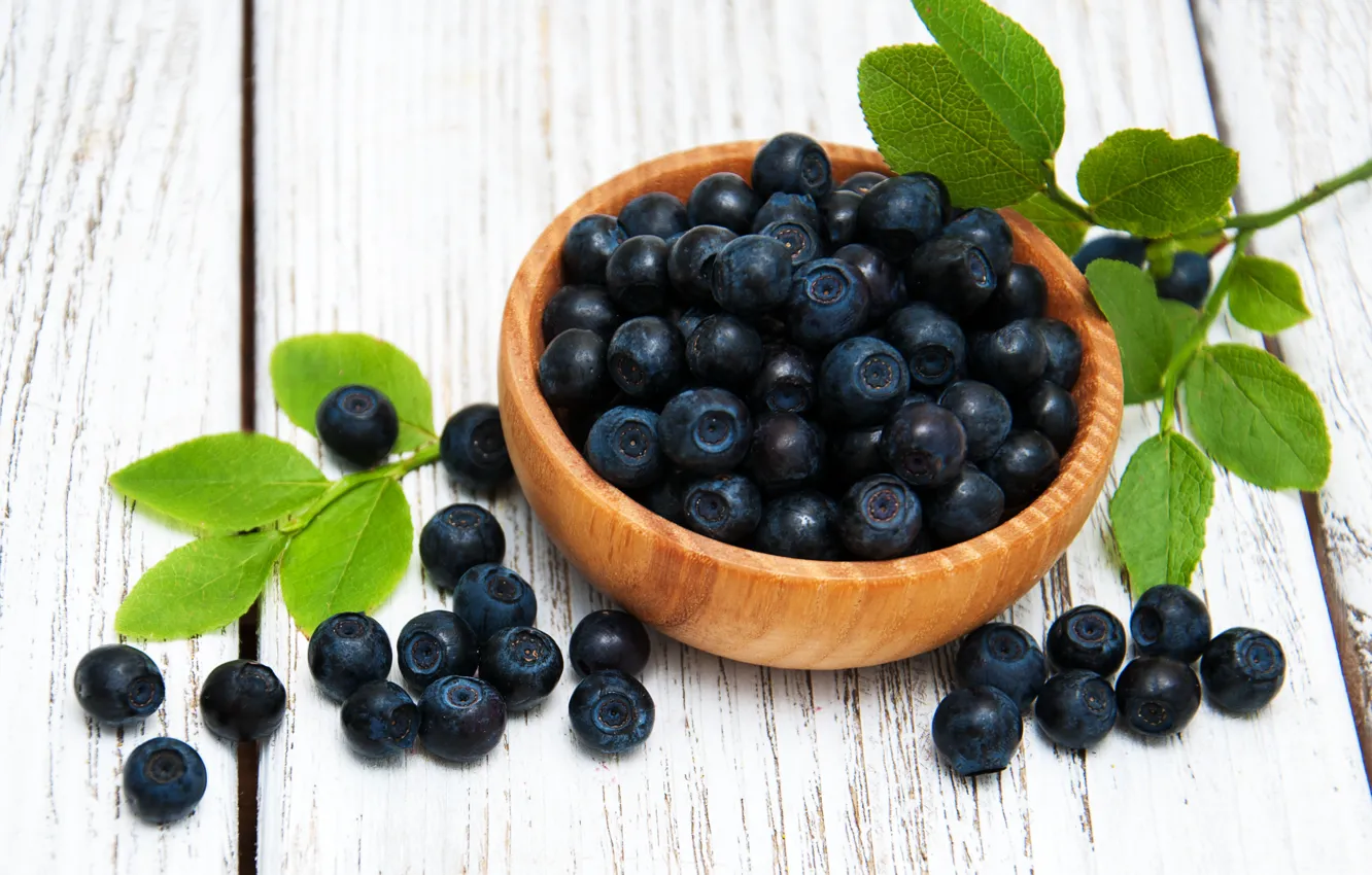 Photo wallpaper berries, bowl, blueberries