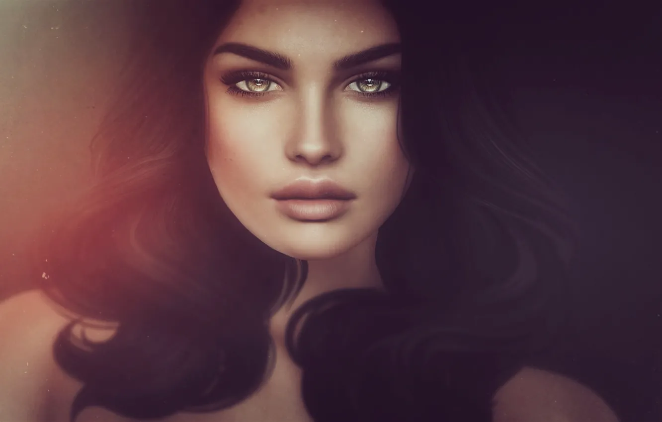 Photo wallpaper girl, hair, brunette, beauty