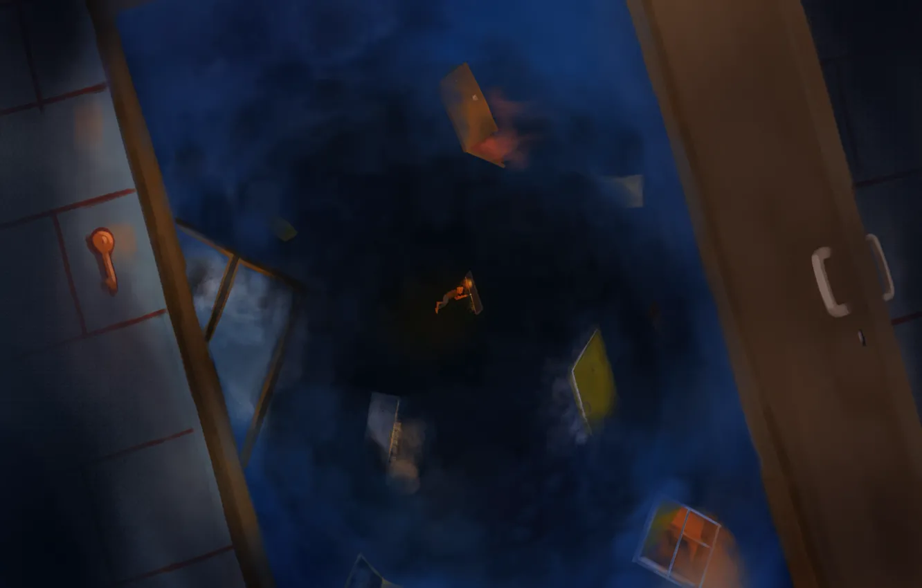Photo wallpaper key, the door, abyss, the falling man