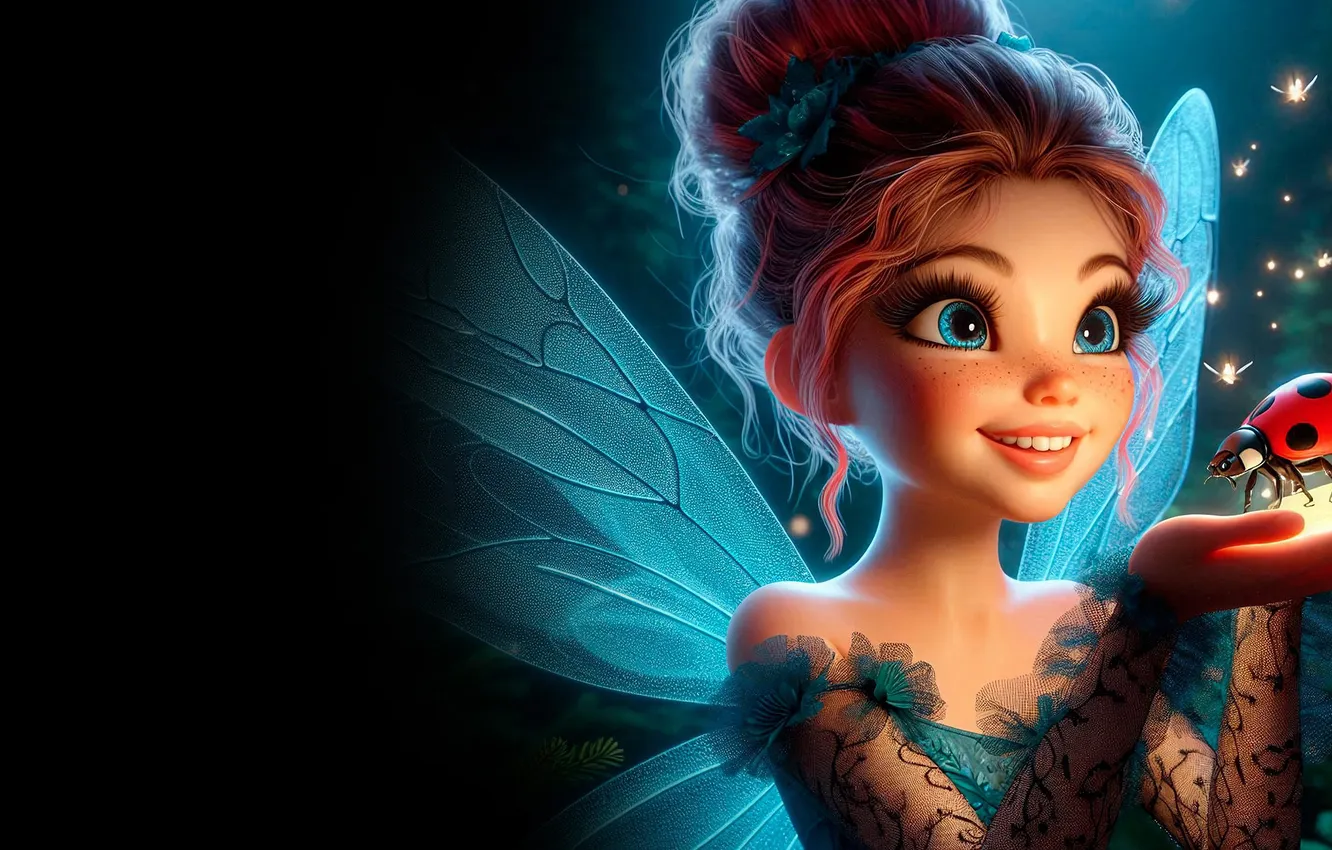 Photo wallpaper smile, wings, fairy, girl