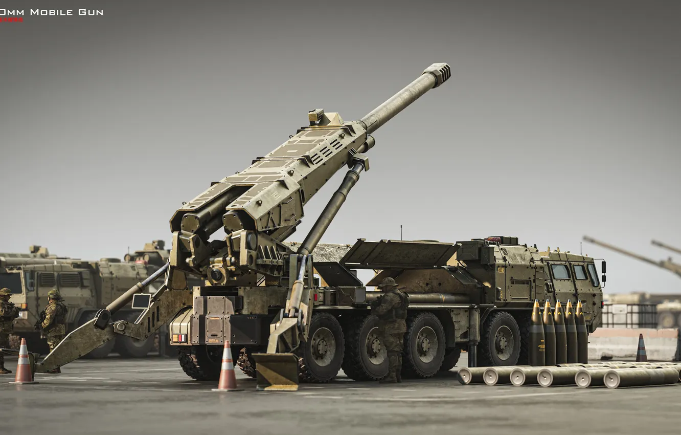 Photo wallpaper military, weapon, military base, mobile gun