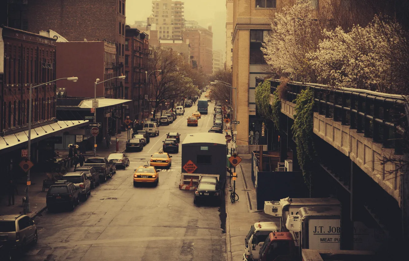Photo wallpaper machine, the city, street, building, USA, America, USA, New York City