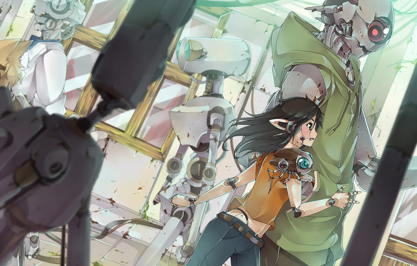Photo wallpaper girl, the city, street, robot, home, anime, art, profile