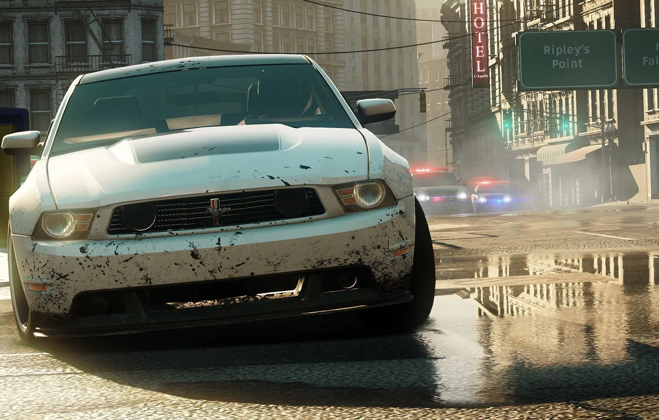 Photo wallpaper track, dirt, car, COP, ford mustang boss 302, Need for Speed Most Wanted - Limited …