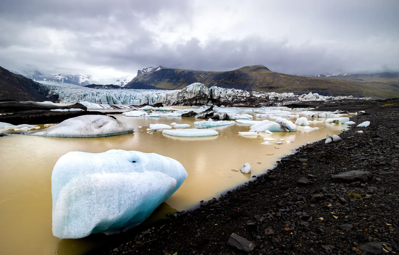 Photo wallpaper ice, shore, Iceland