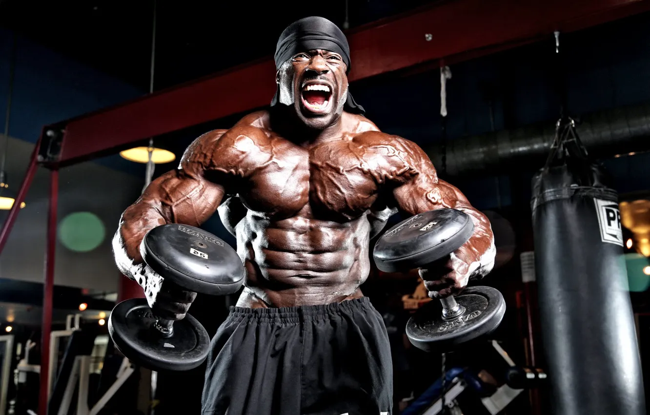 Photo wallpaper pose, Muscle, muscle, gym, bodybuilder, dumbbells, bodybuilder, Kali Muscle