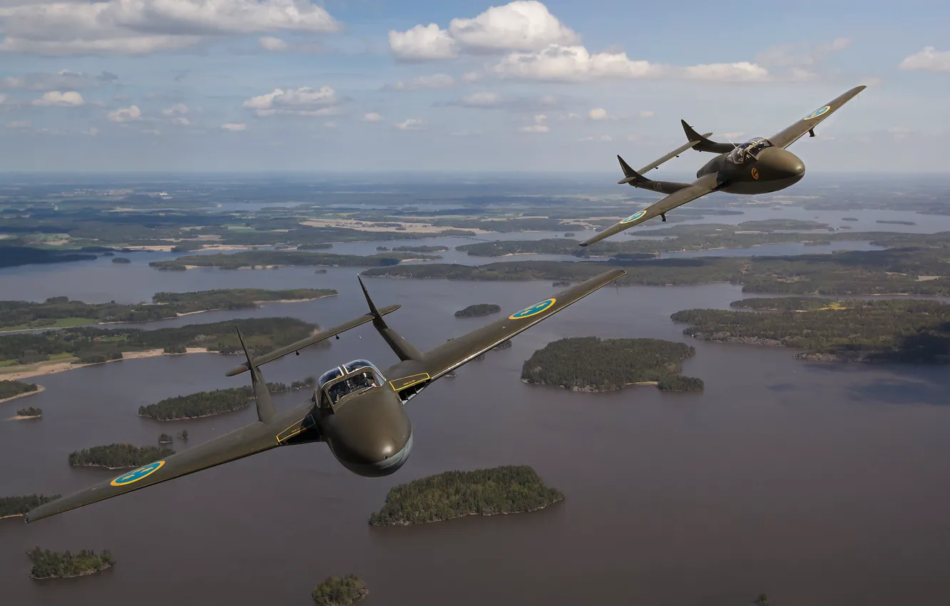 Photo wallpaper British, vampire, jet fighter