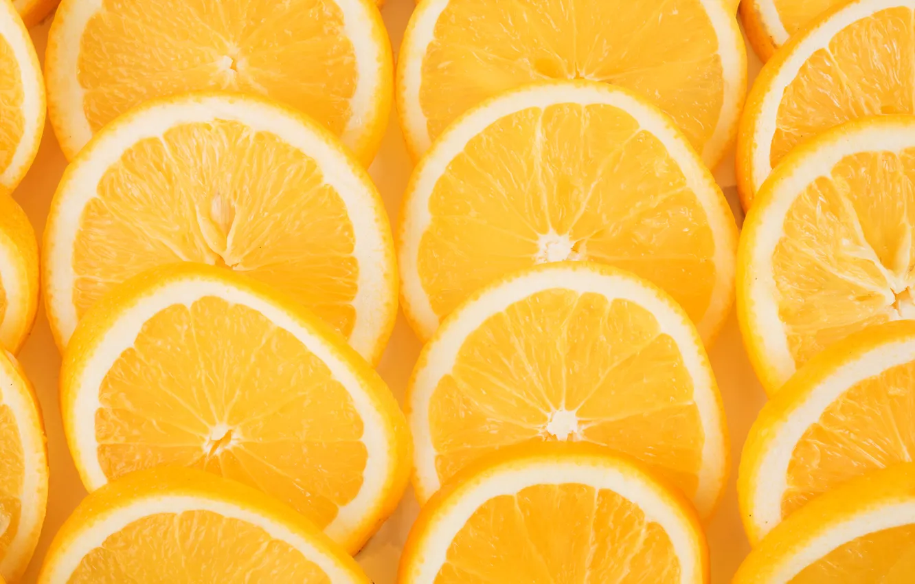 Photo wallpaper oranges, fruit, a lot, slices, composition, in a row