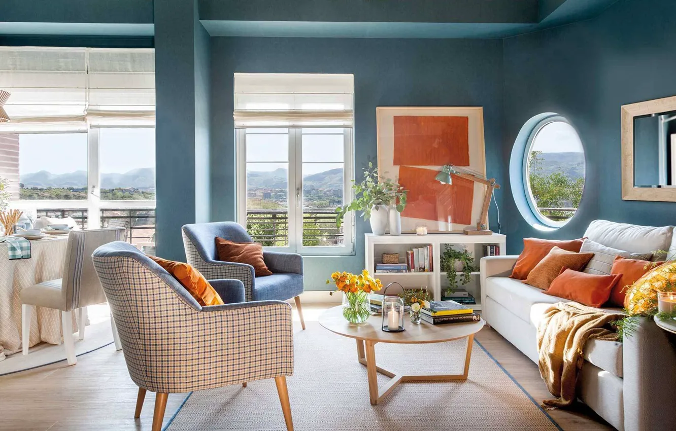 Photo wallpaper design, style, interior, comfort, living room, dining room