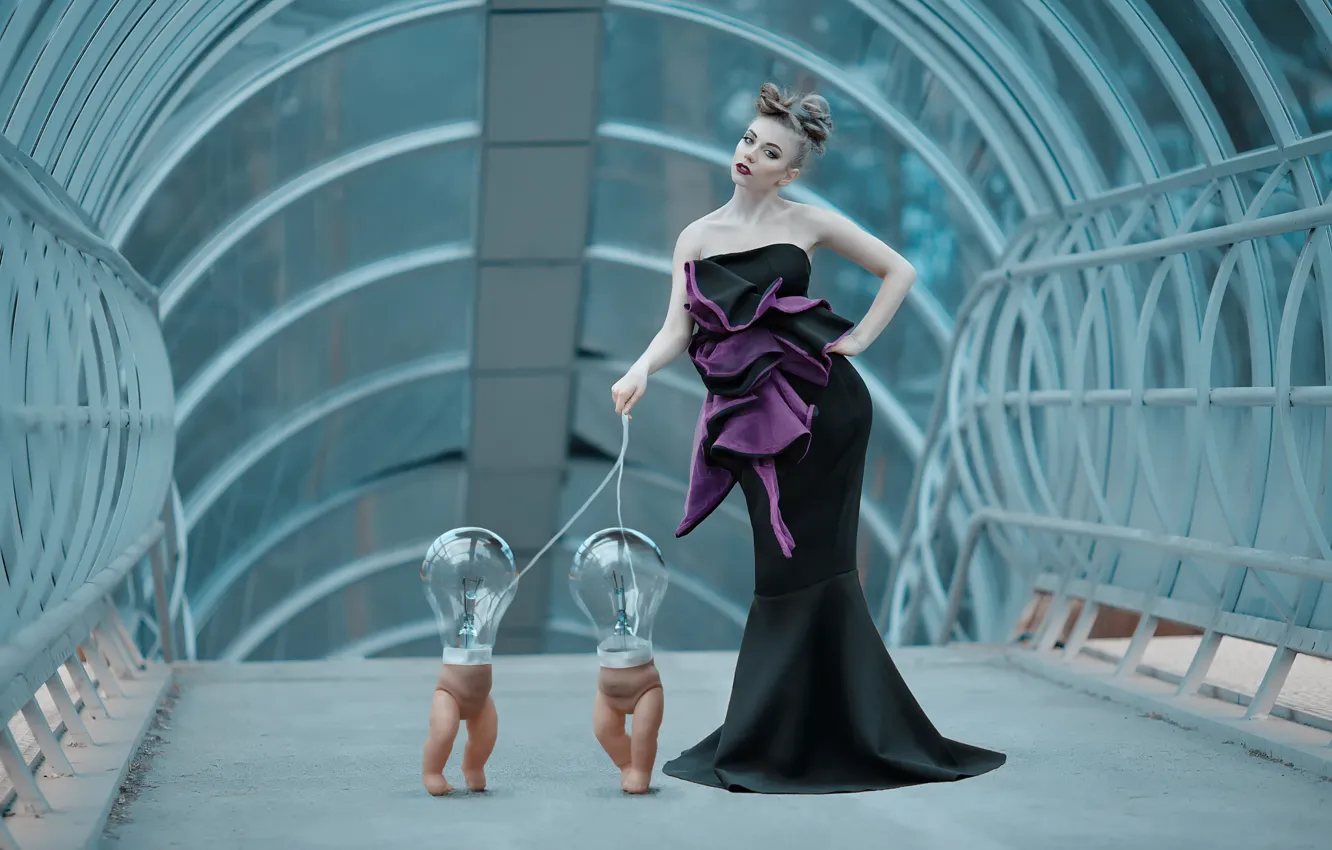 Photo wallpaper girl, doll, light bulb, Science Fiction Fashion