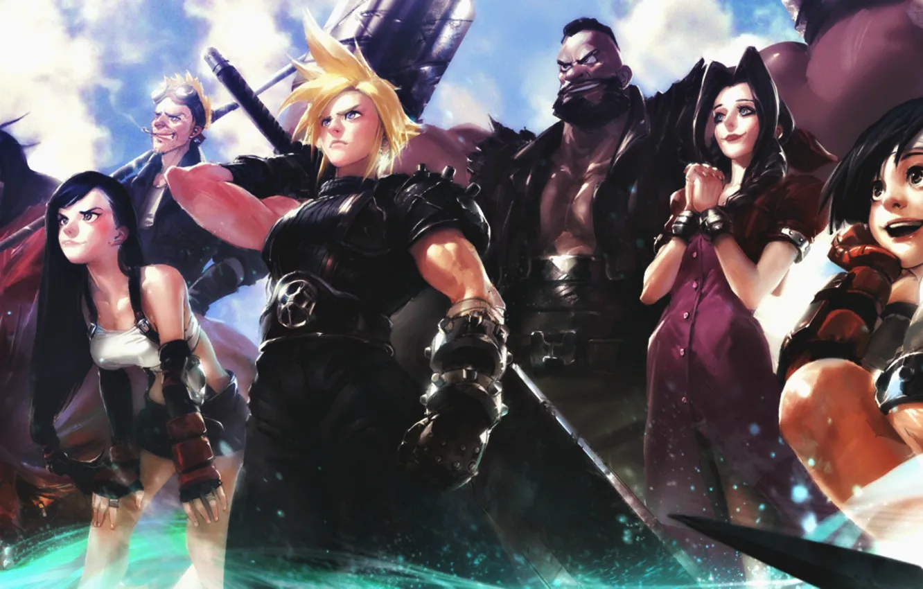 Photo wallpaper Fantasy, Sony, Strife, Tifa, Sexy, Seven, FF7, Barrett