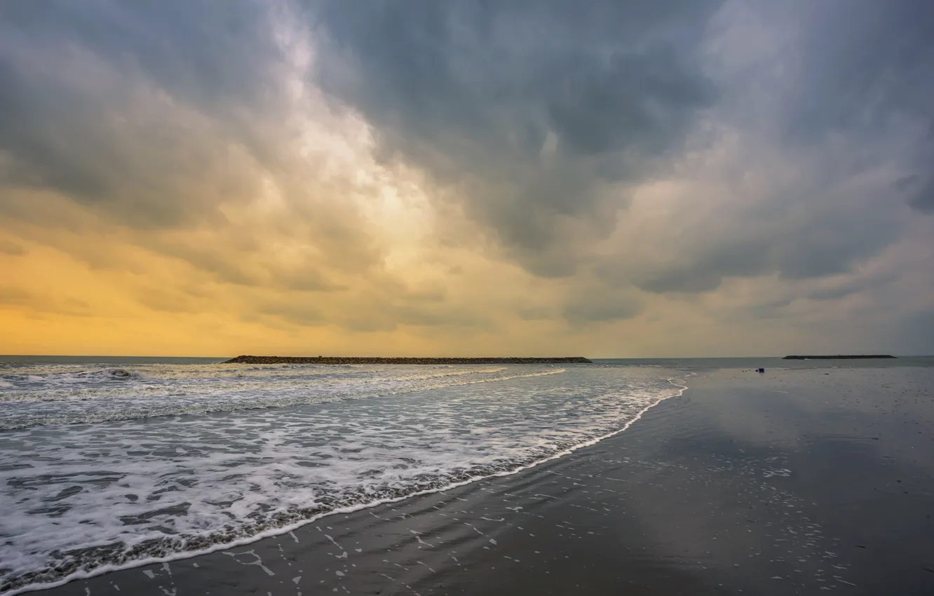 Photo wallpaper sand, sea, wave, beach, summer, sunset, summer, beach