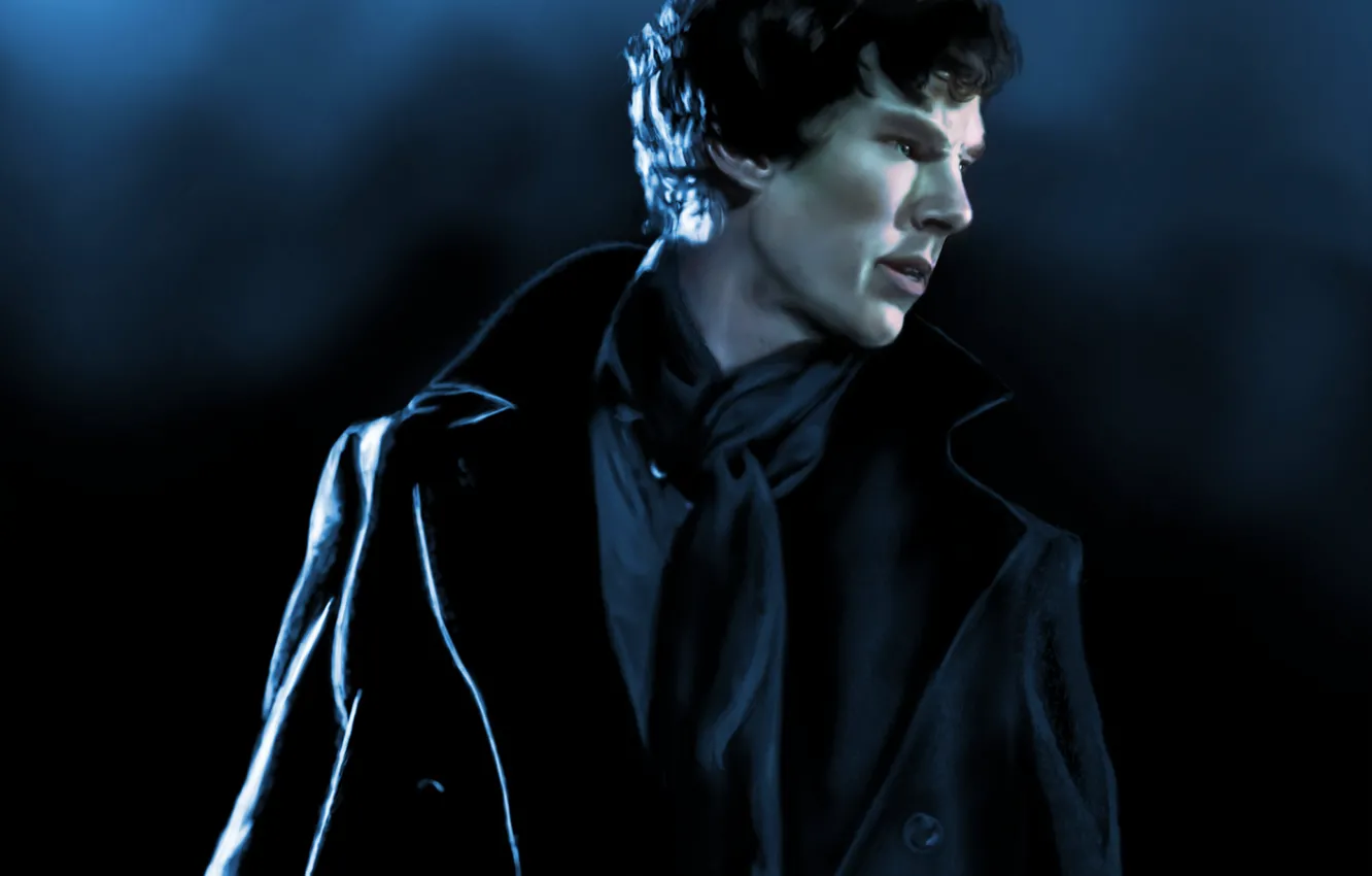 Photo wallpaper painting, Sherlock Holmes, coat, Benedict Cumberbatch, Sherlock, Sherlock BBC, Sherlock Holmes, Sherlock (TV series)