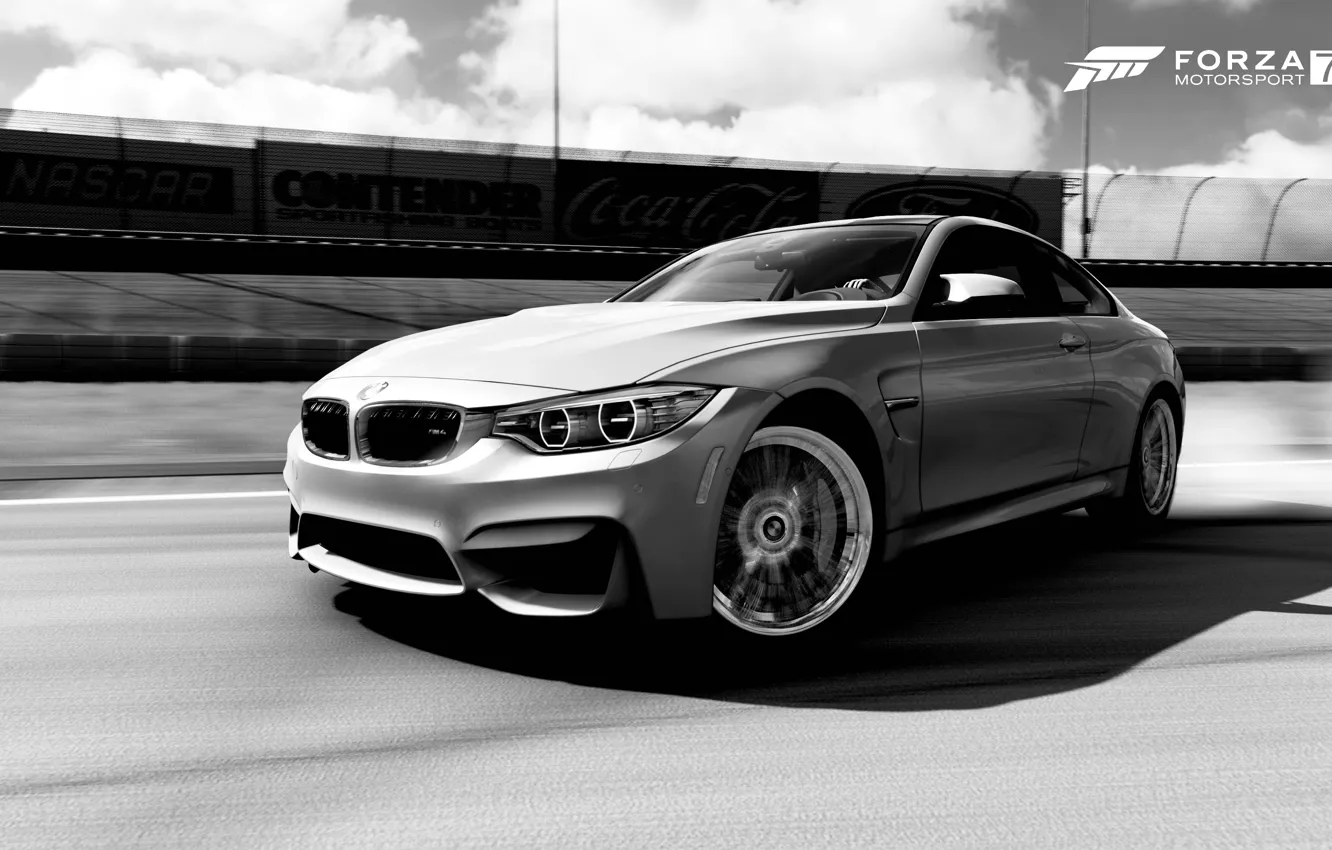 Photo wallpaper black & white, HDR, BMW, drift, game, BMW M4, FM7, UHD