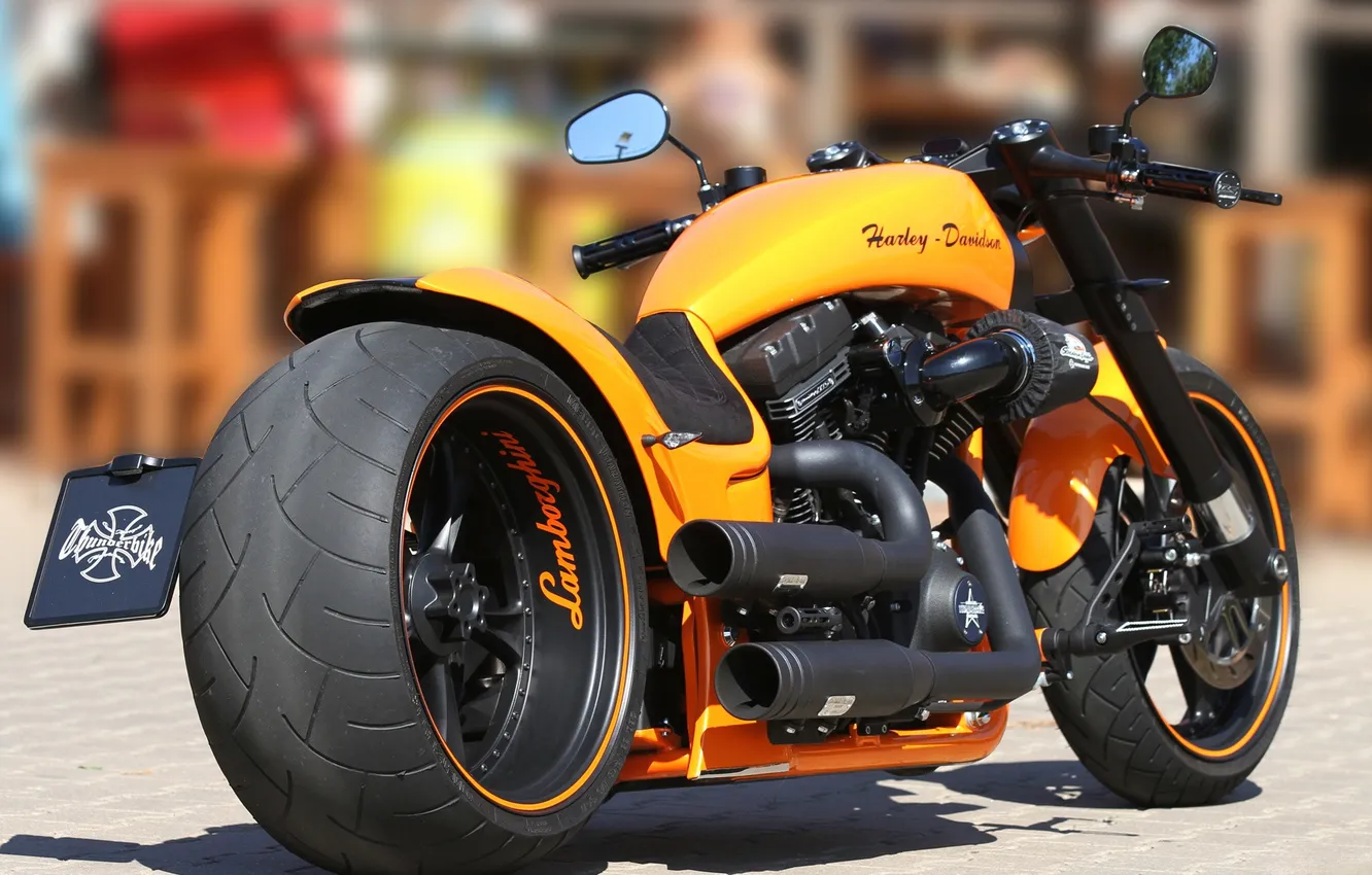 Photo wallpaper yellow, Harley Davidson, bike, CHOPPER, Harley Davidson