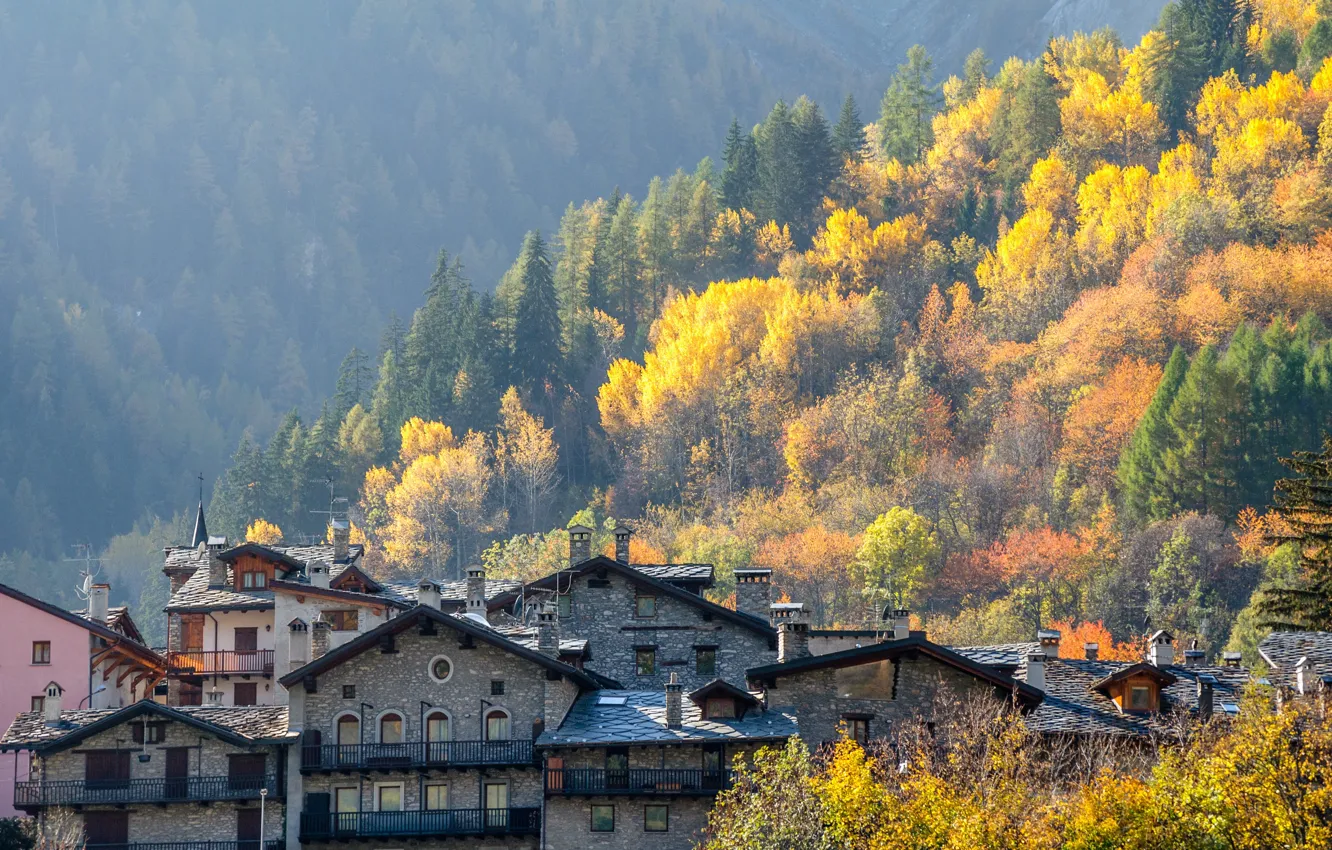 Photo wallpaper autumn, home, Italy, Valle d'aosta, Courmayeur