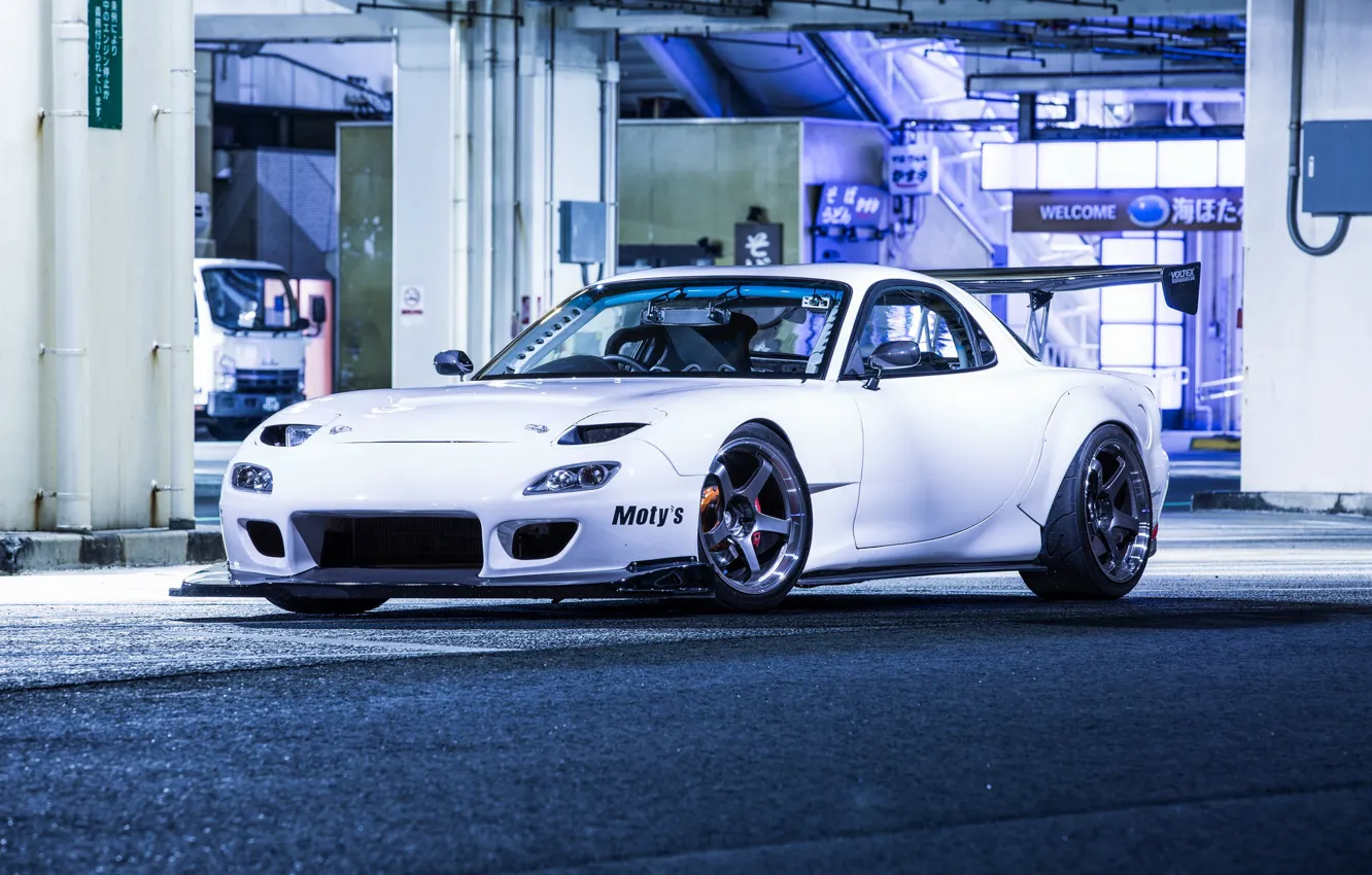 Photo wallpaper Mazda, White, RX-7, 4Rotor