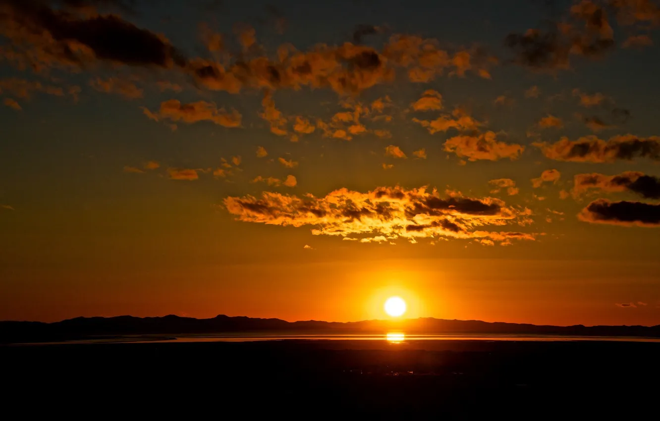 Photo wallpaper the sky, clouds, landscape, sunset, beauty