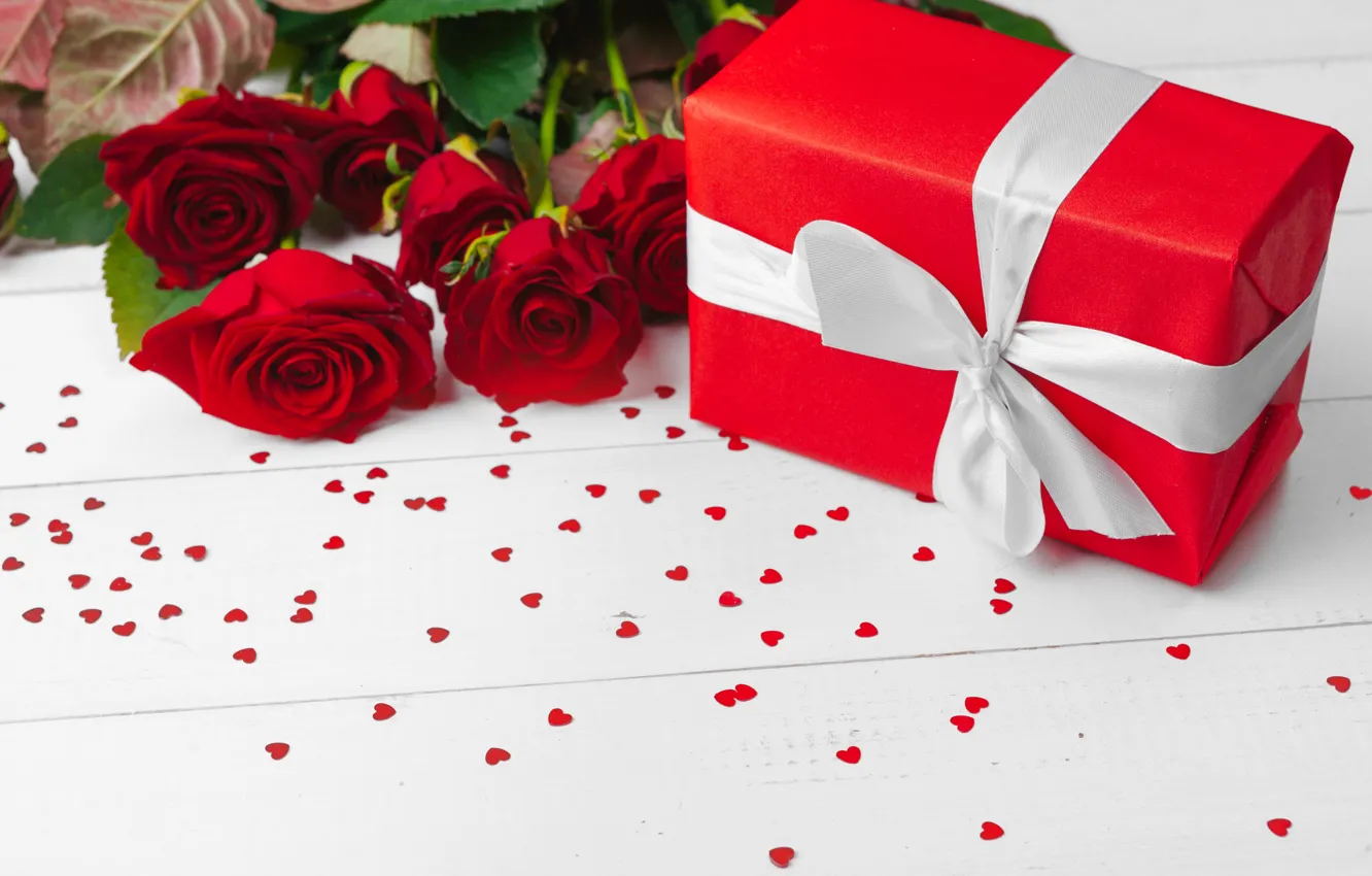 Photo wallpaper birthday, gift, bouquet, rosette