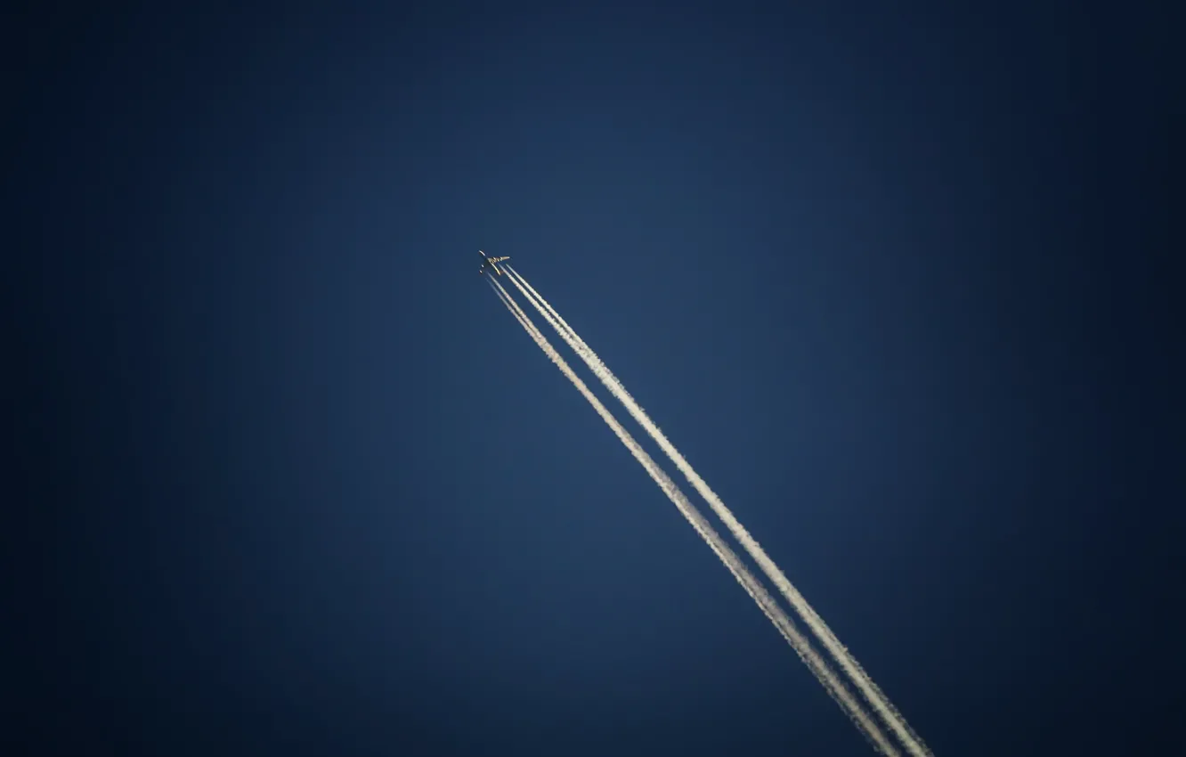 Photo wallpaper the sky, the plane, chemtrail