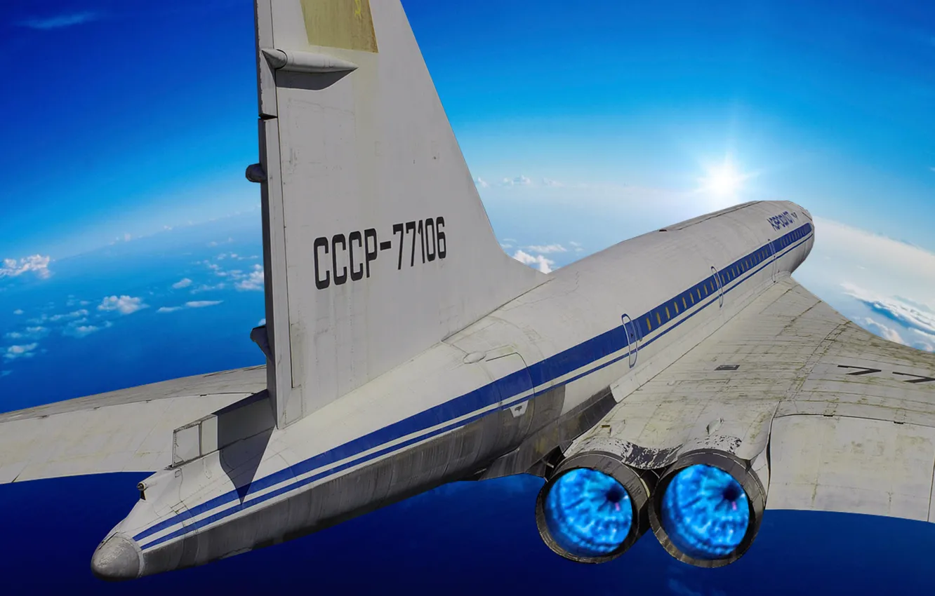 Photo wallpaper the sky, airplane, fly, tu-144, Tu-144