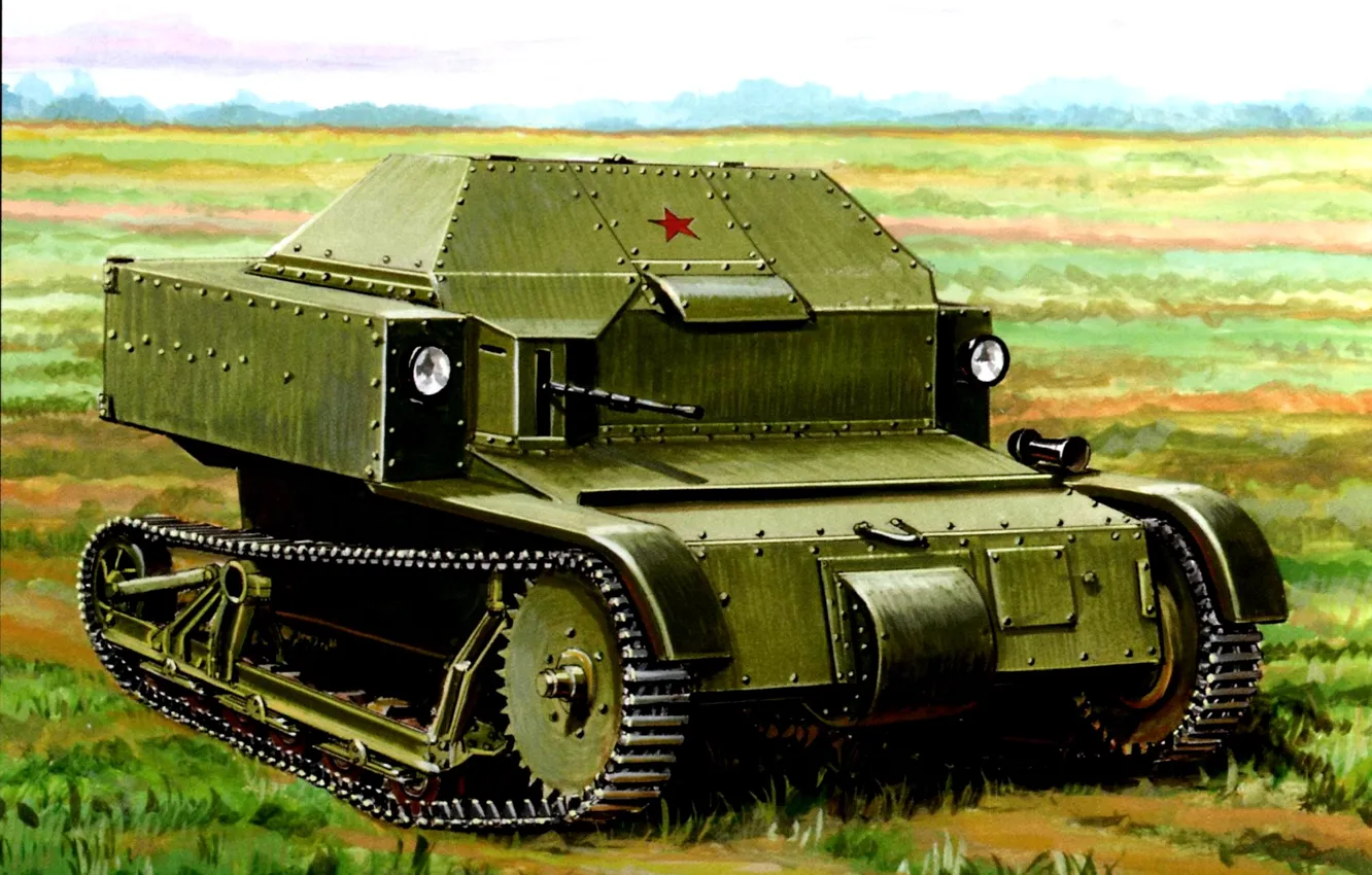 Photo wallpaper field, art, exercises, Soviet, wedge, T-27, VS THE RED ARMY, 1931-1933 years