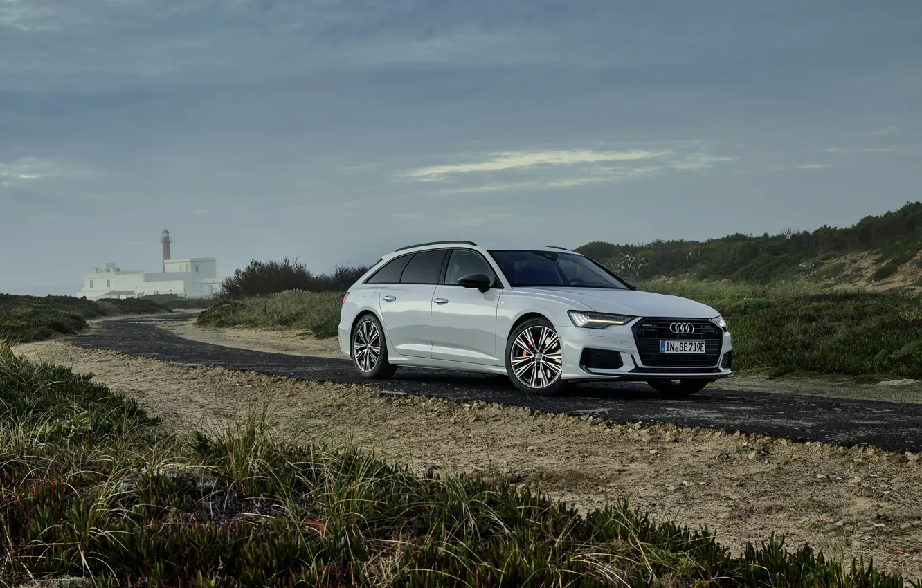 Photo wallpaper white, Audi, hybrid, universal, on the road, Audi A6, 2020, A6