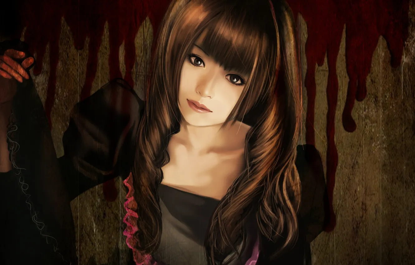 Photo wallpaper girl, paint, blood, art, stains, ares6792