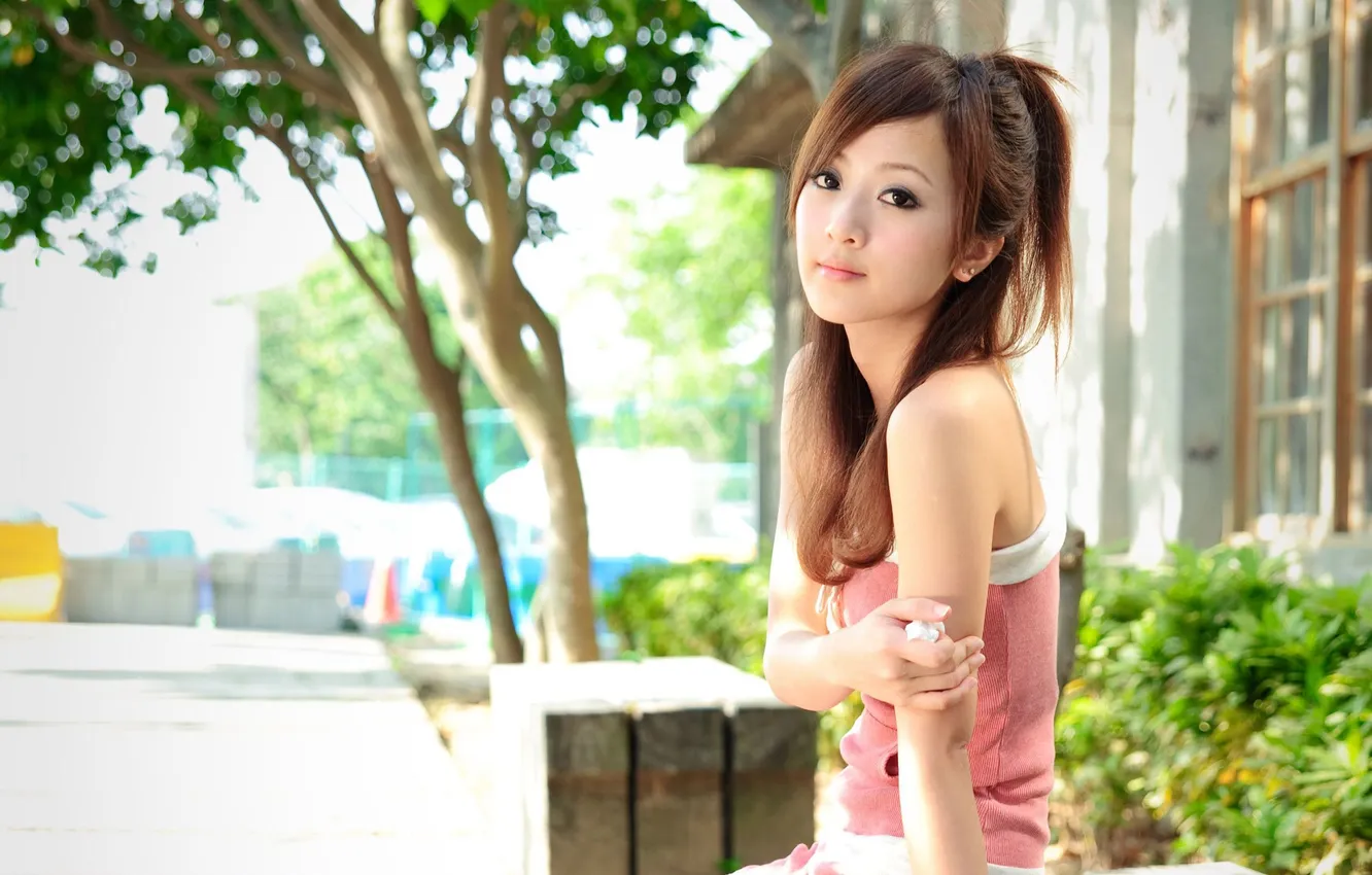Photo wallpaper summer, look, girl, brown hair, Asian