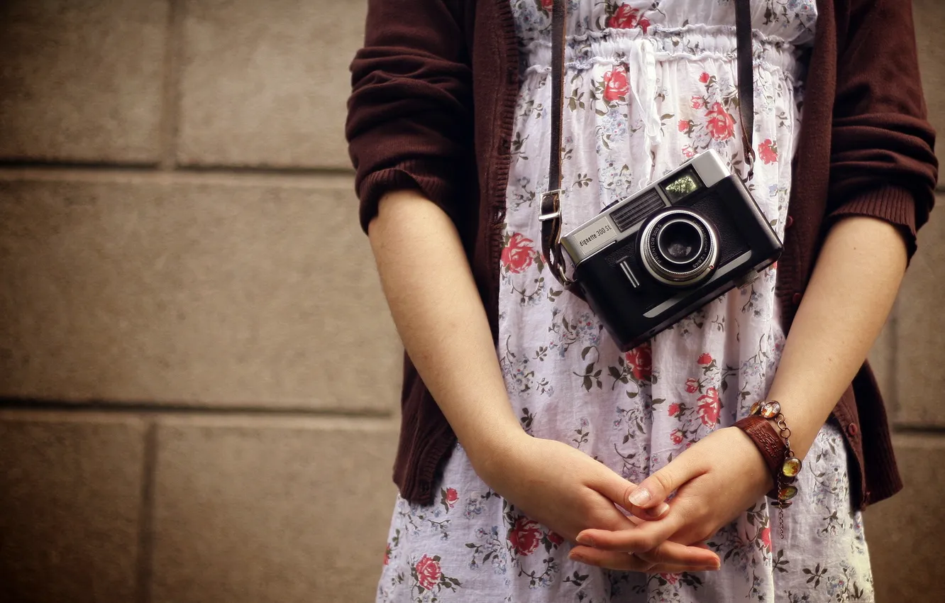 Photo wallpaper girl, background, cameras