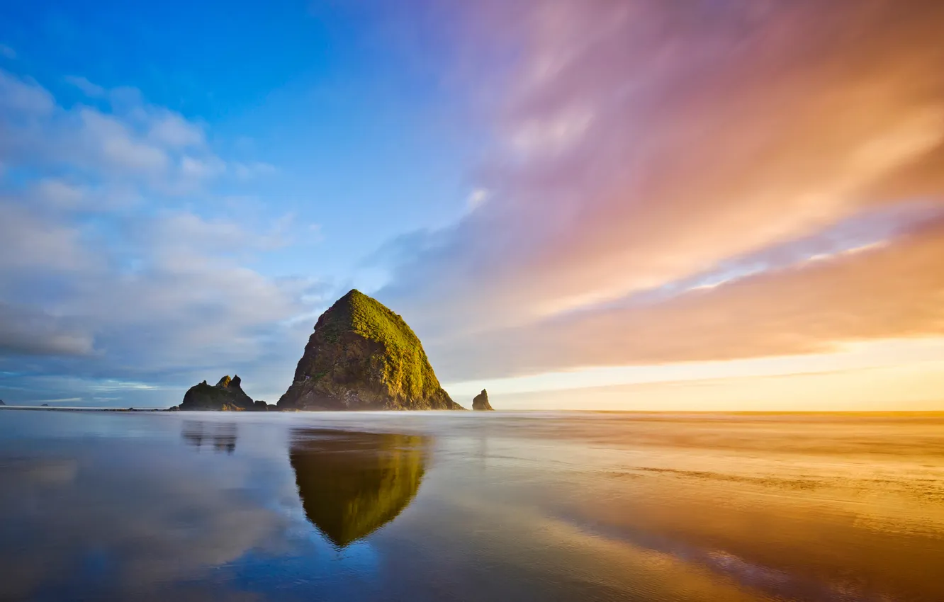 Photo wallpaper sea, the sky, clouds, stones, rocks, shore