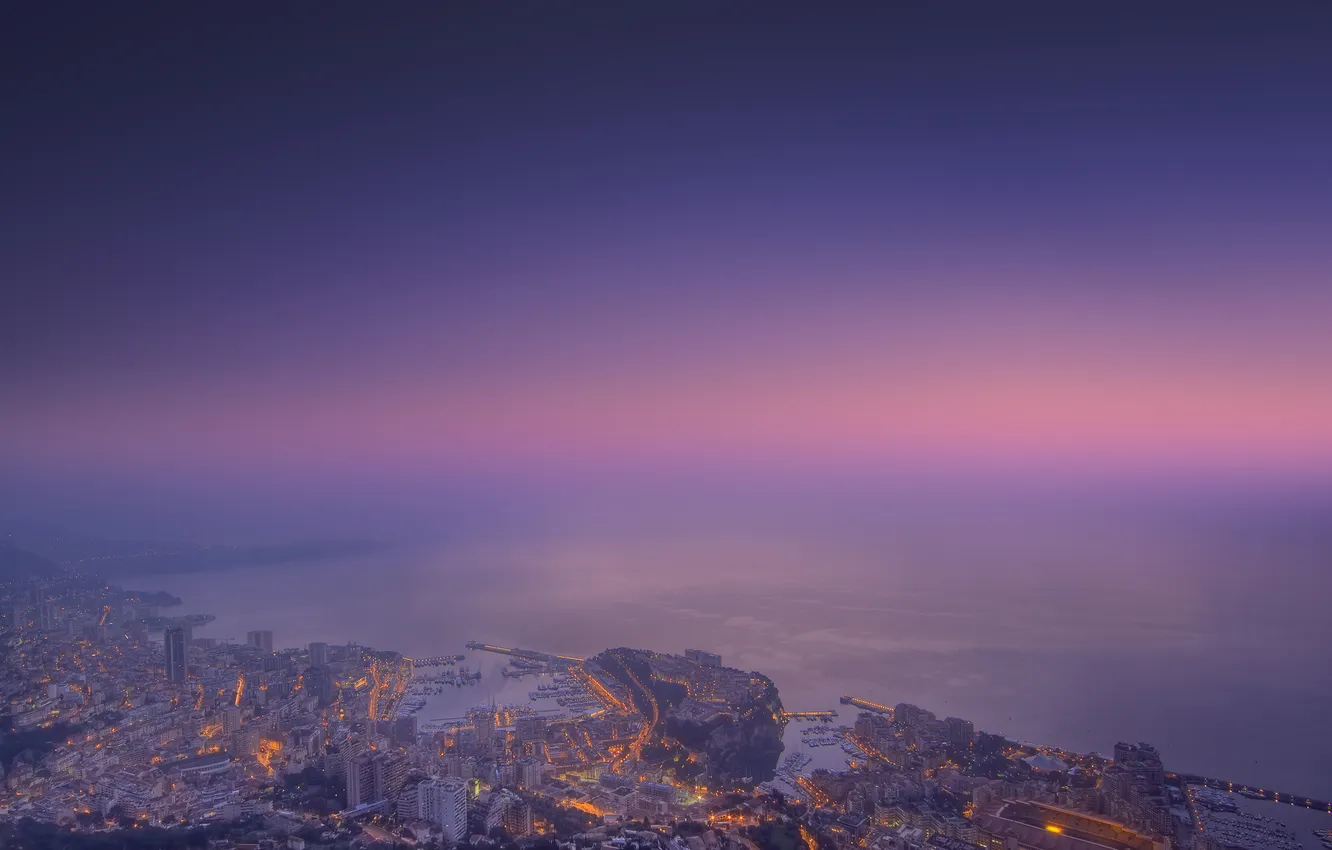 Photo wallpaper lights, shore, panorama