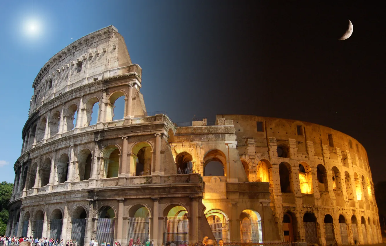 Photo wallpaper roma, night, Coliseum