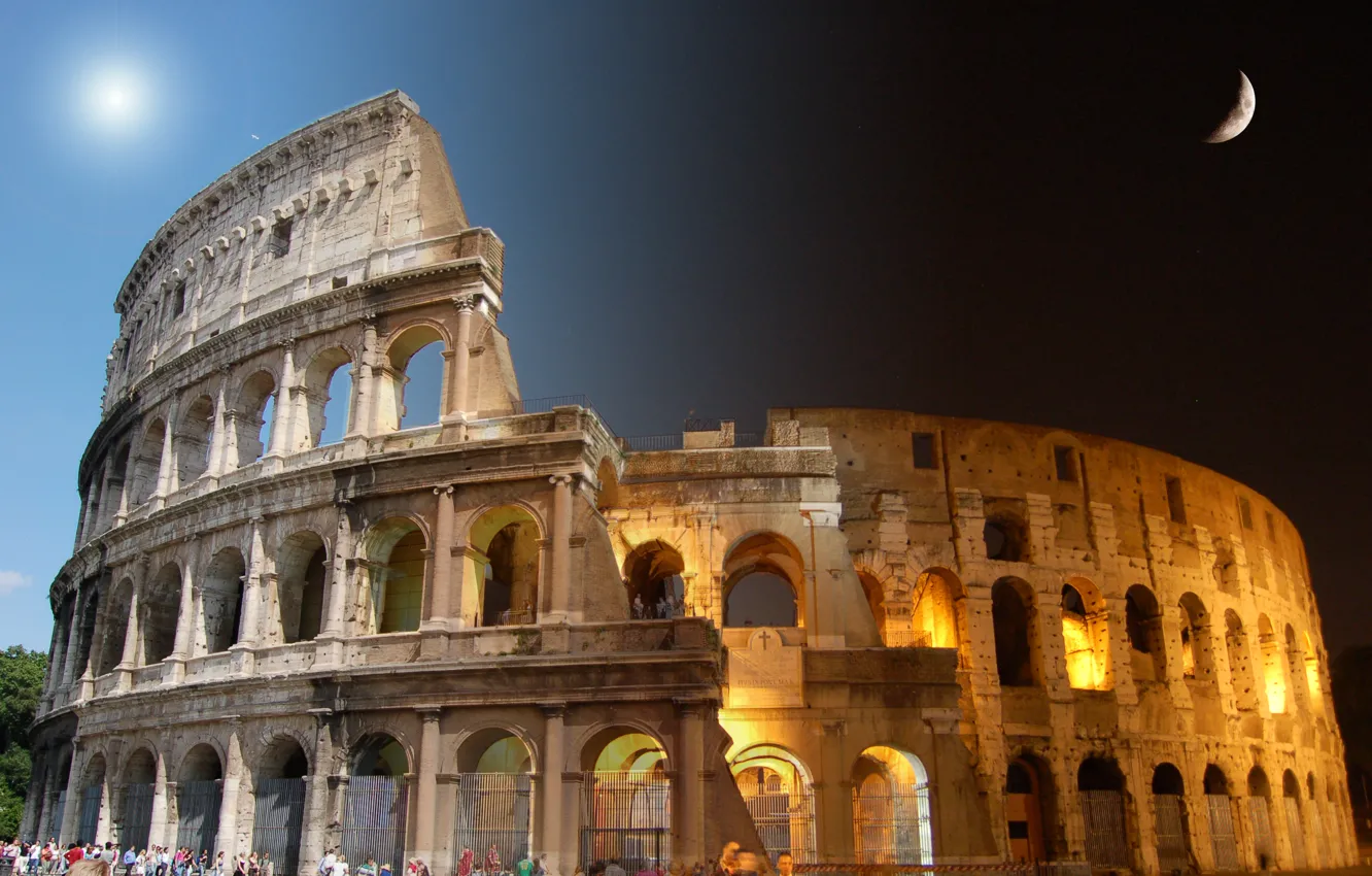 Photo wallpaper roma, night, coliseum