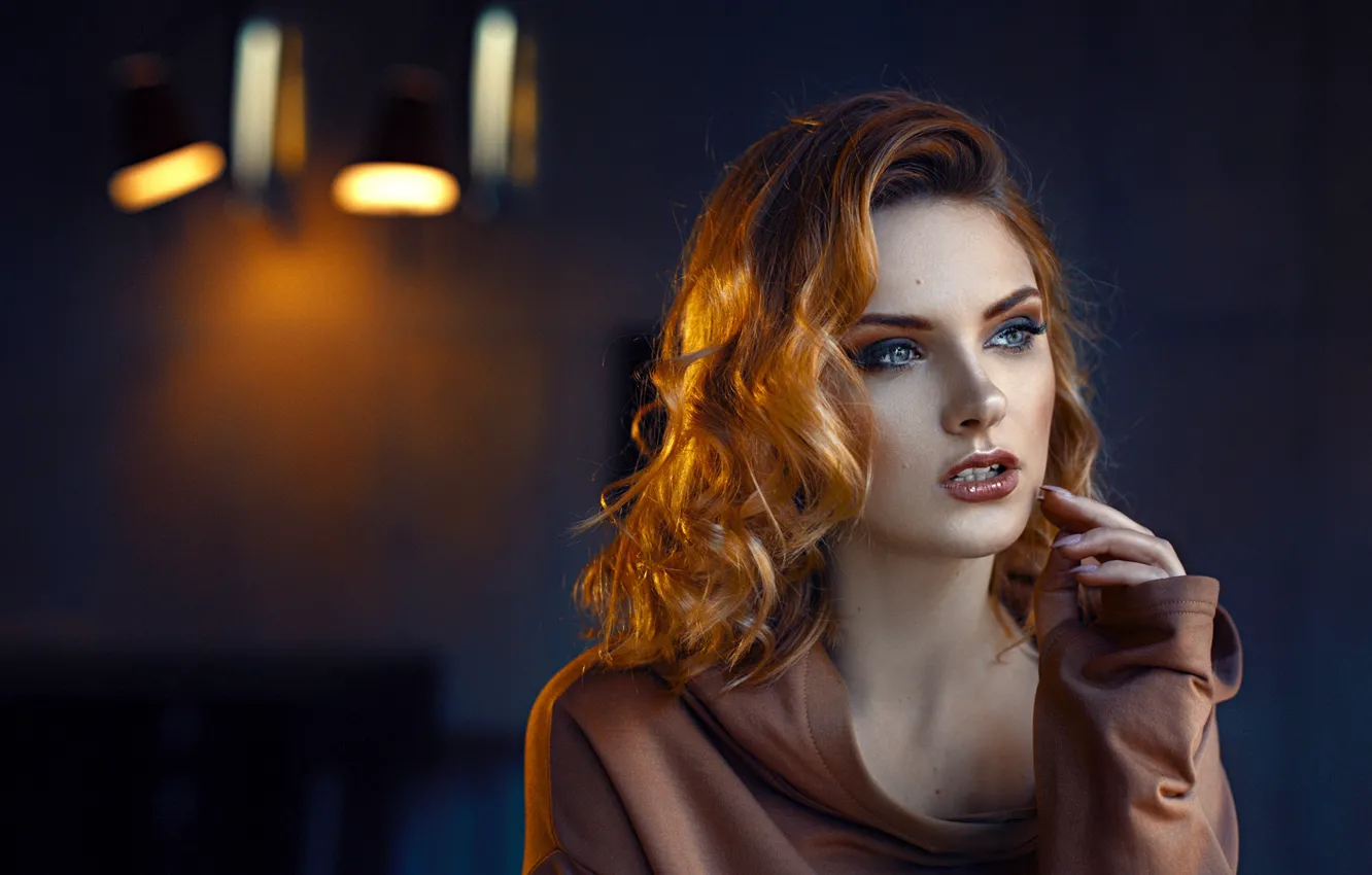 Photo wallpaper look, girl, red, Carla, Damian Feather