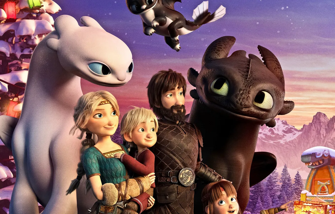 Photo wallpaper dragon, family, How to Train Your Dragon, How to train your dragon 3, How to …