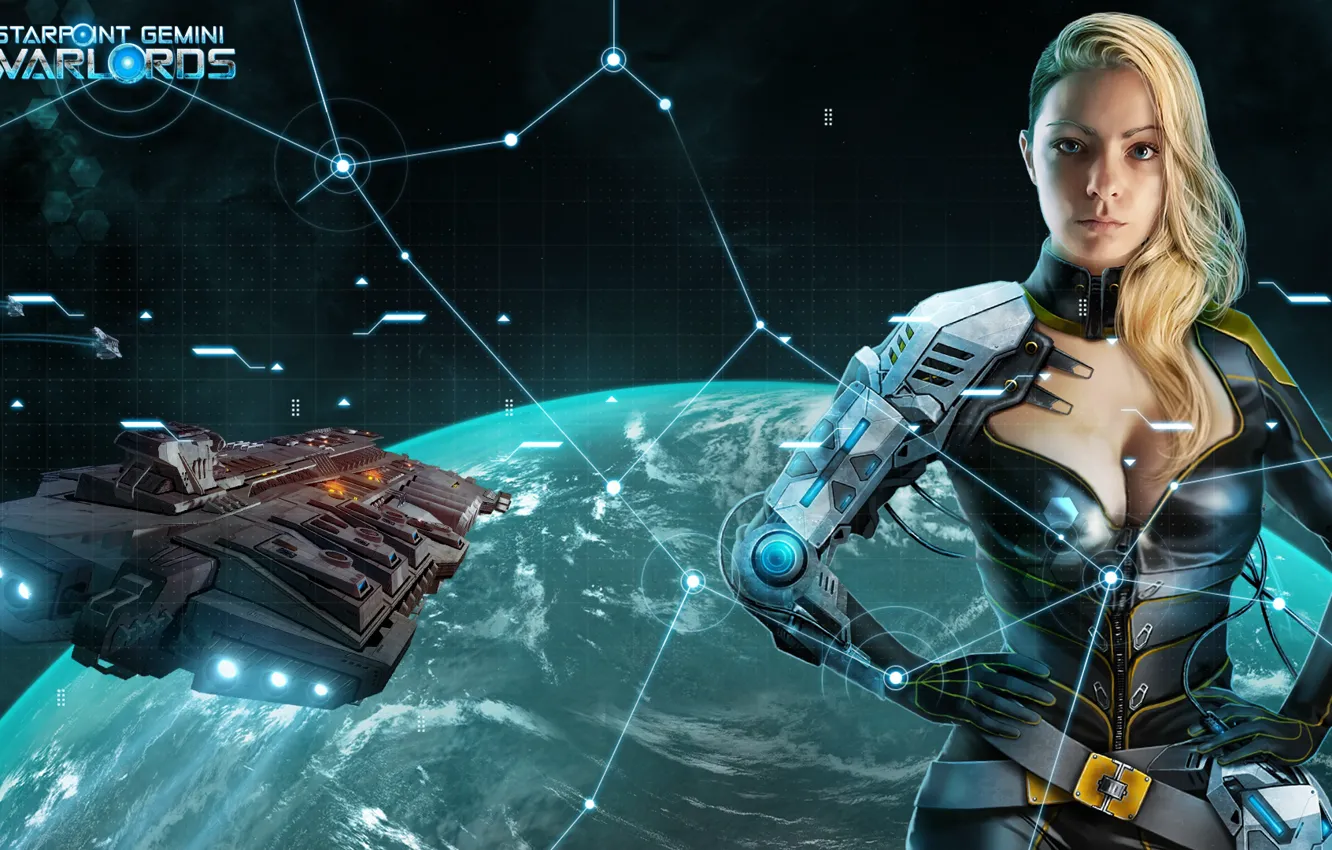 Photo wallpaper space, fantasy, game, science fiction, spaceship, planet, digital art, artwork