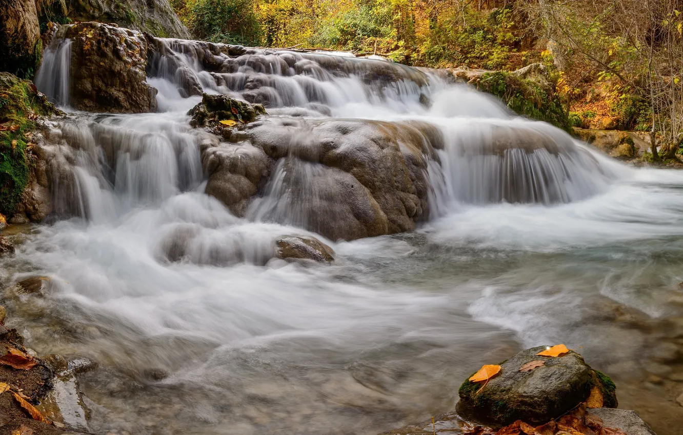Photo wallpaper stones, waterfall, stream