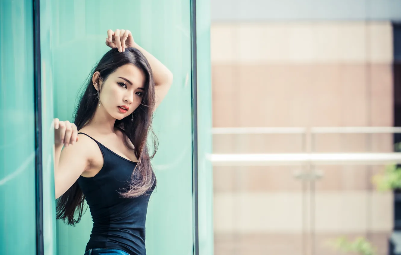 Photo wallpaper look, girl, face, hair, cutie