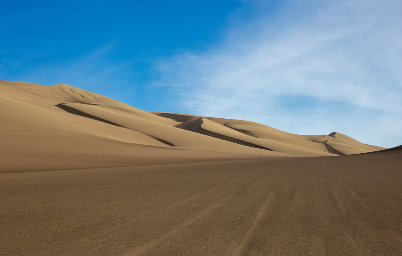 Photo wallpaper sand, desert, dunes, blue sky