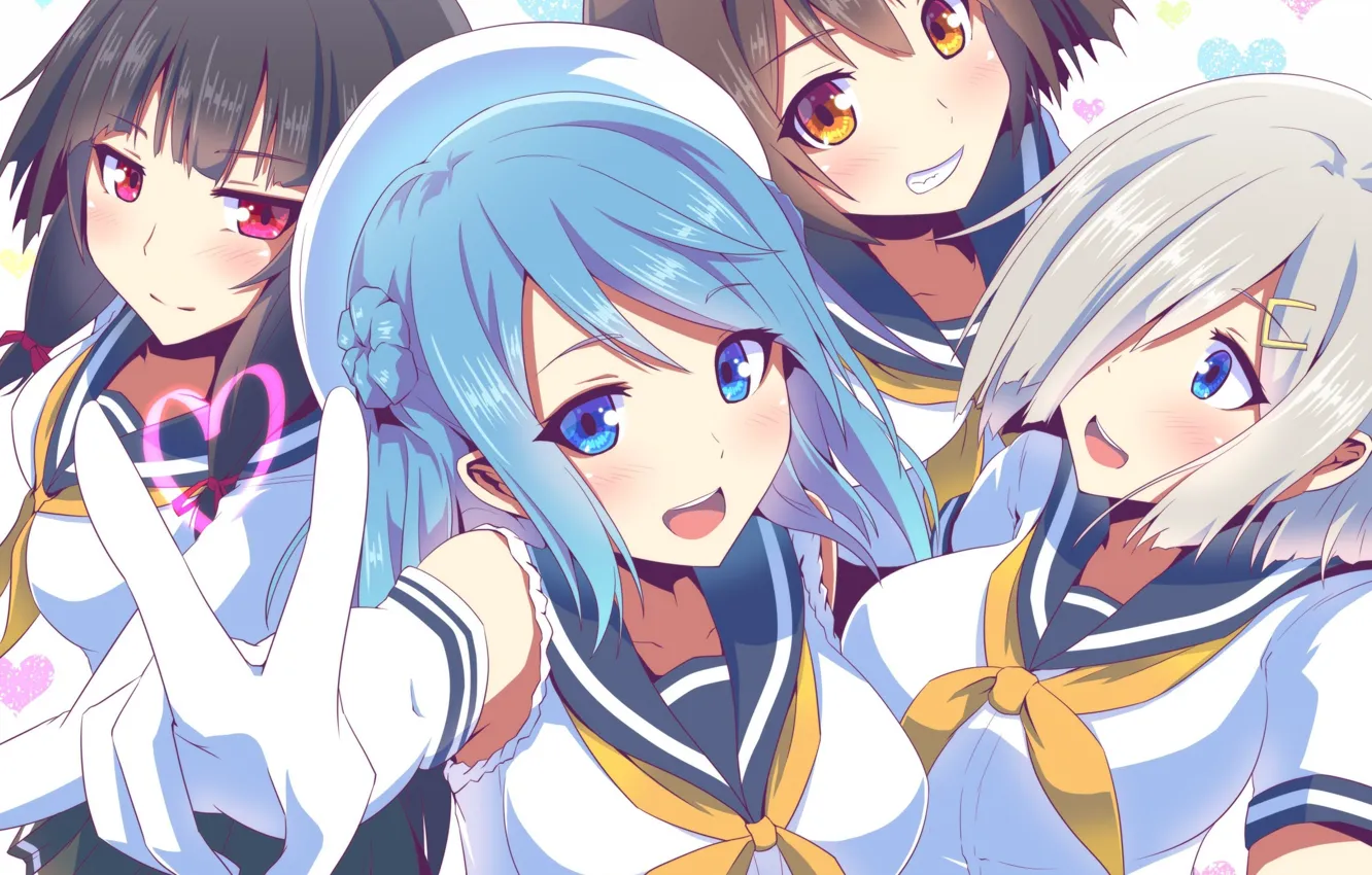 Photo wallpaper kawaii, game, weapon, girls, anime, pretty, Happy, bishojo