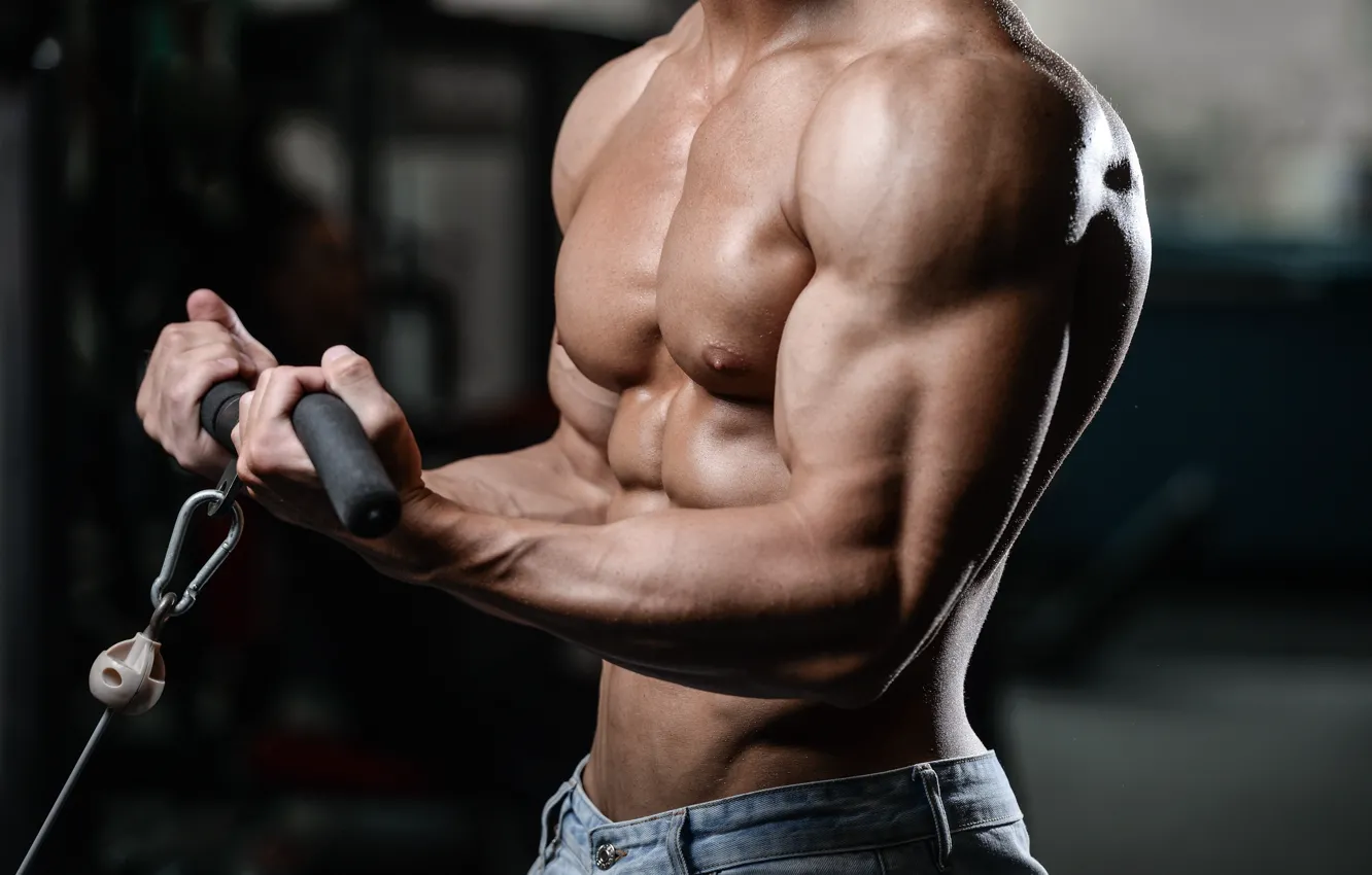 Photo wallpaper pose, male, muscle, muscle, temirovka