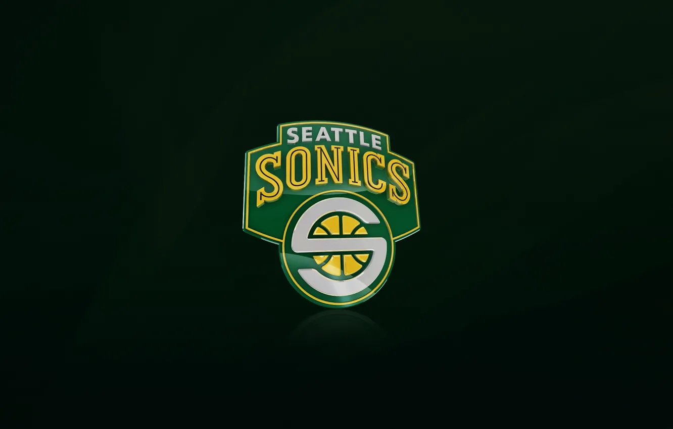 Photo wallpaper Green, Basketball, Background, Seattle, Logo, NBA, Supersonic, Seattle Supersonic