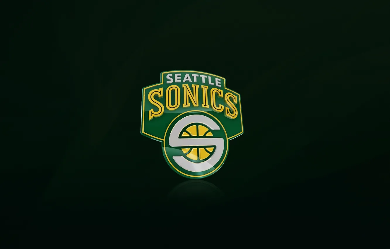 Photo wallpaper green, background, logo, Basketball, Seattle, NBA, Seattle Supersonic, supersonic