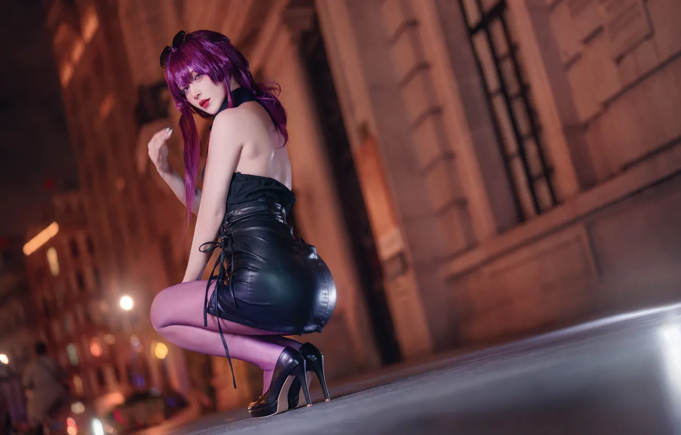 Photo wallpaper girl, women, cosplay, asian, high heels, pantyhose