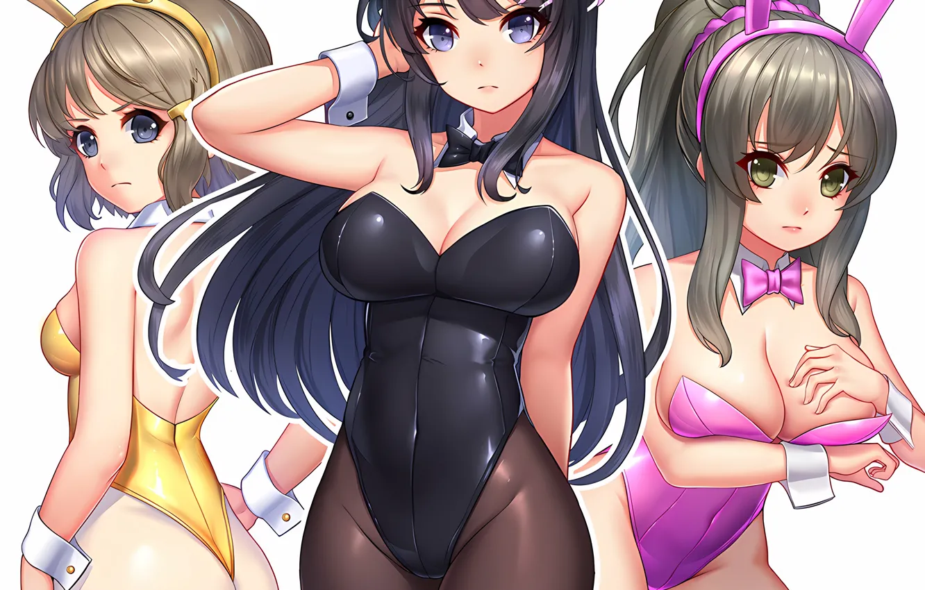 Photo wallpaper sexy, ass, cleavage, thighhighs, long hair, girls, boobs, anime